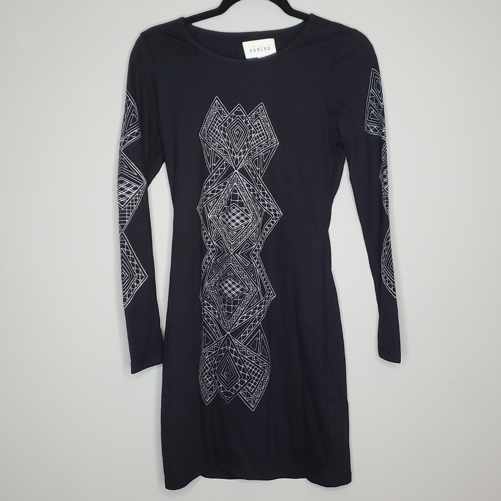 Sabine Stretch Knit Dress Size Small Black White